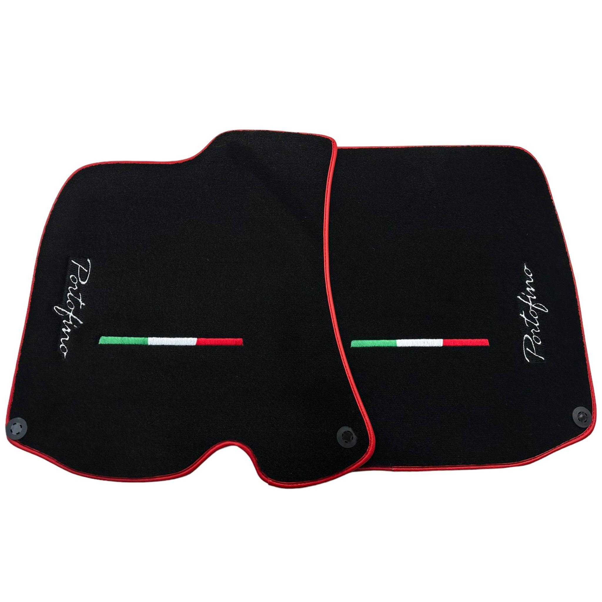 Black Floor Mats for Ferrari Portofino (2018-2023) Italian Edition with Red Trim - AutoWin