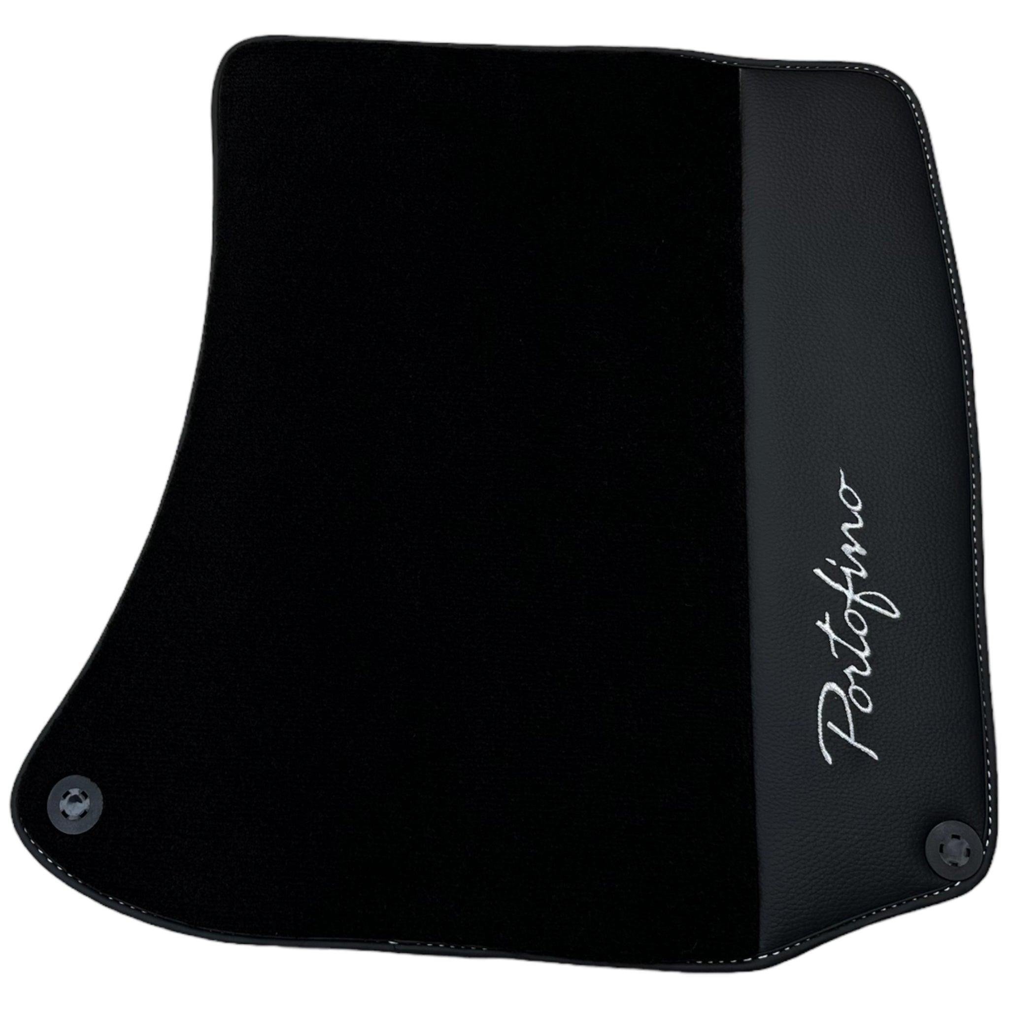 Black Floor Mats For Ferrari Portofino (2018-2023) With Leather - AutoWin