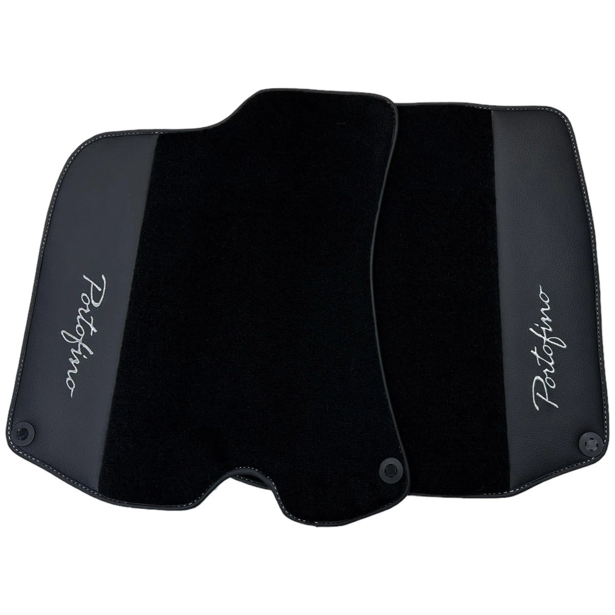 Black Floor Mats For Ferrari Portofino (2018-2023) With Leather - AutoWin