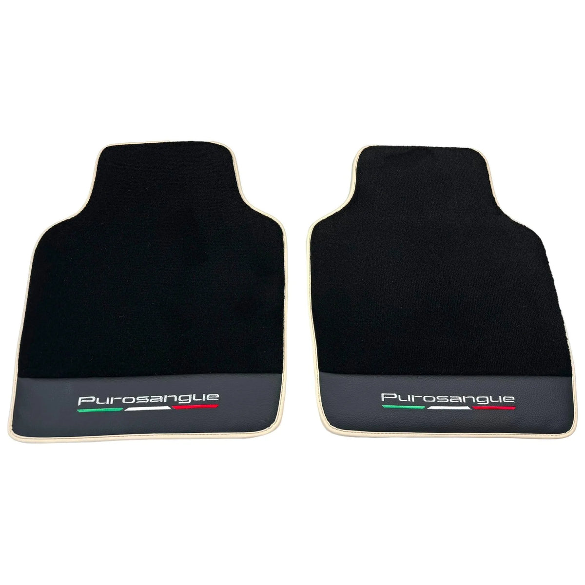Black Floor Mats for Ferrari Purosangue with Leather and Beige Trim | Italian Edition - AutoWin