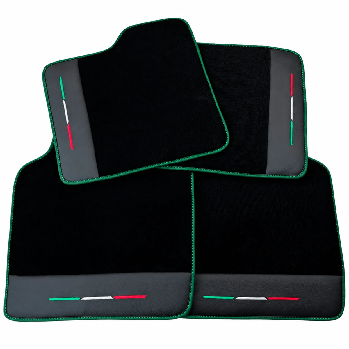 Black Floor Mats for Ferrari Purosangue with Leather and Black Trim | Italian Edition