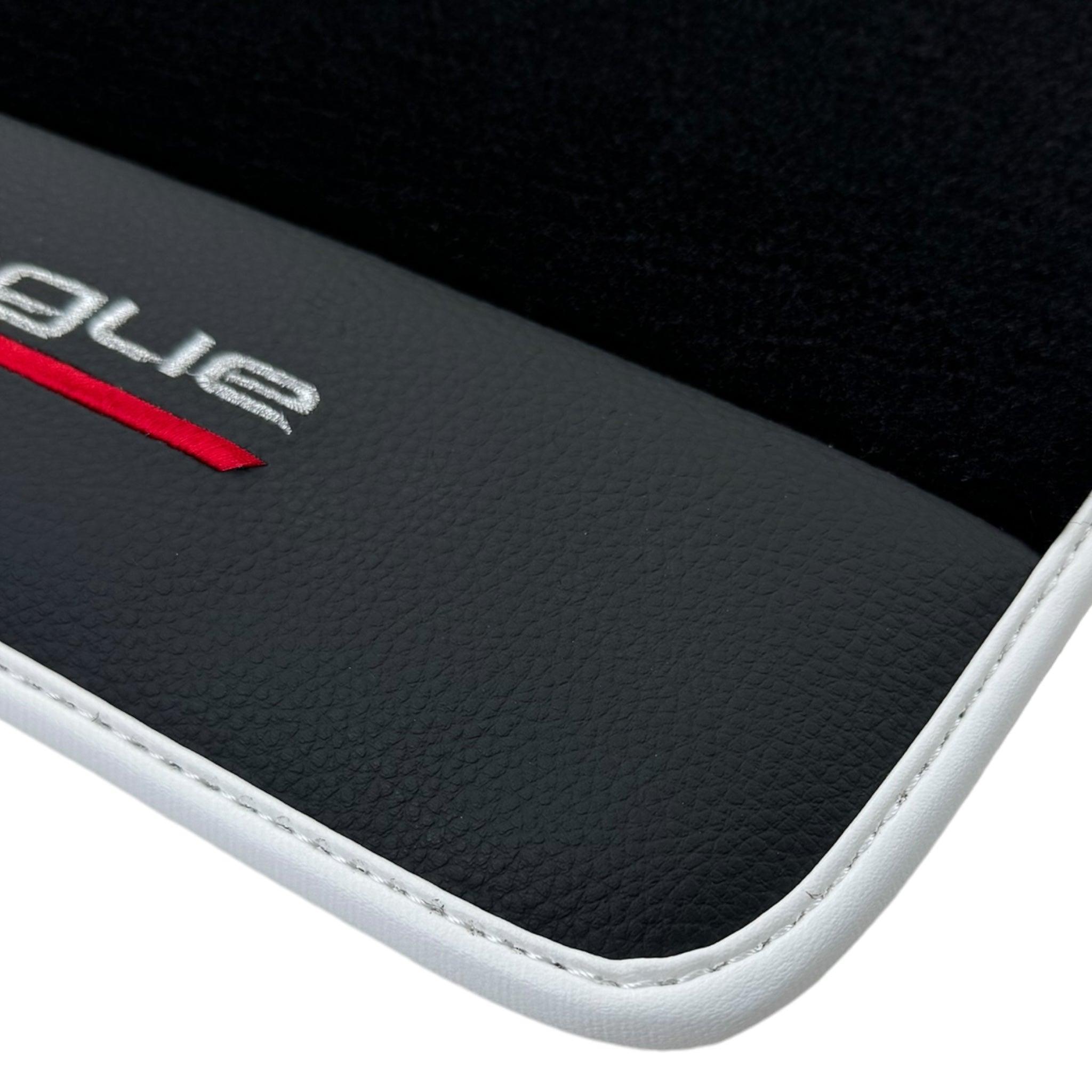 Black Floor Mats for Ferrari Purosangue with Leather and White Trim | Italian Edition - AutoWin