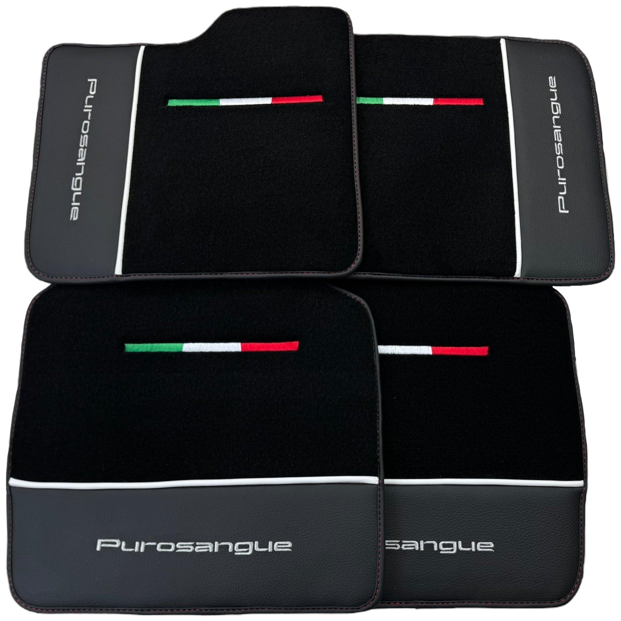 Black Floor Mats for Ferrari Purosangue with Leather - AutoWin