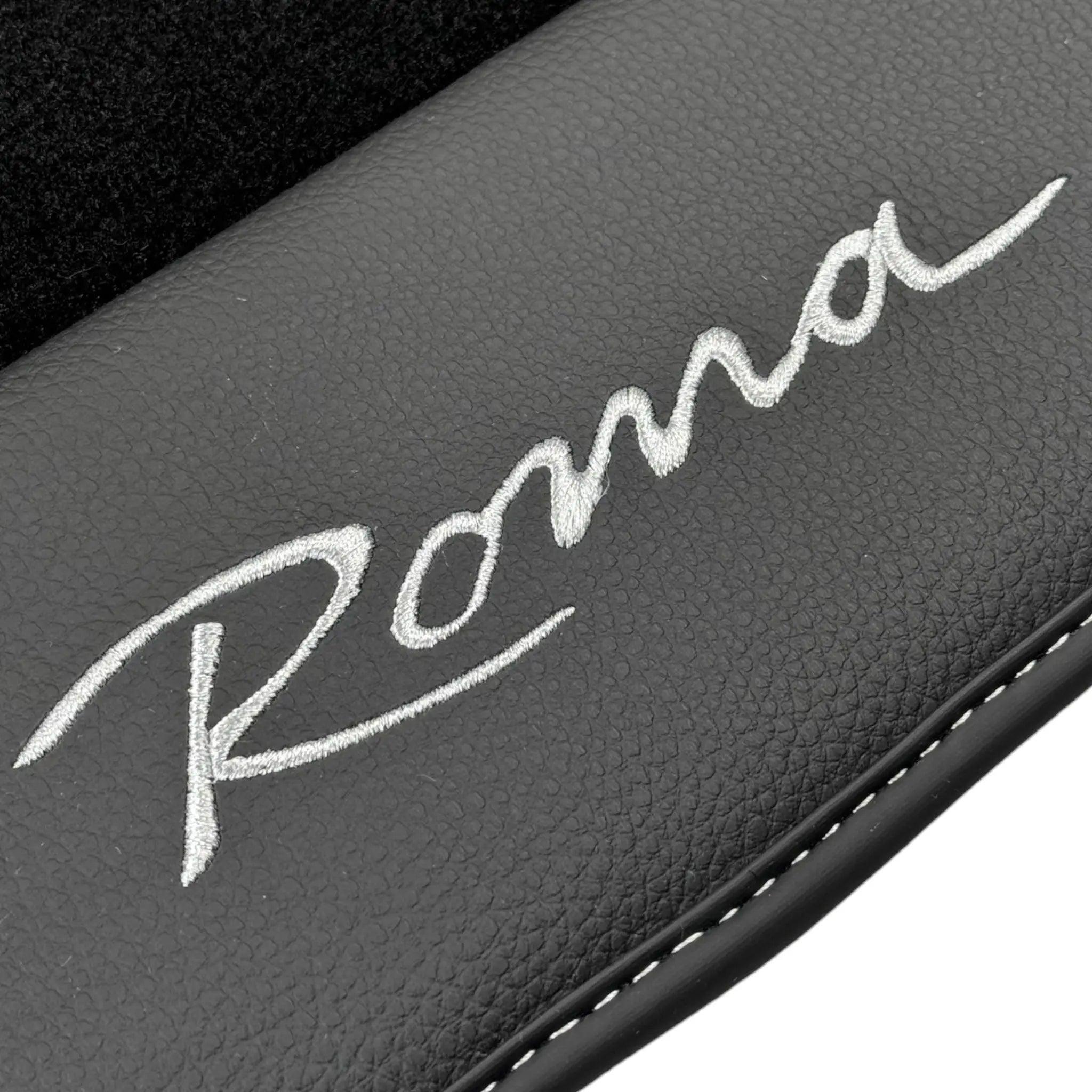 Black Floor Mats for Ferrari Roma (2021-2024) with Leather - AutoWin