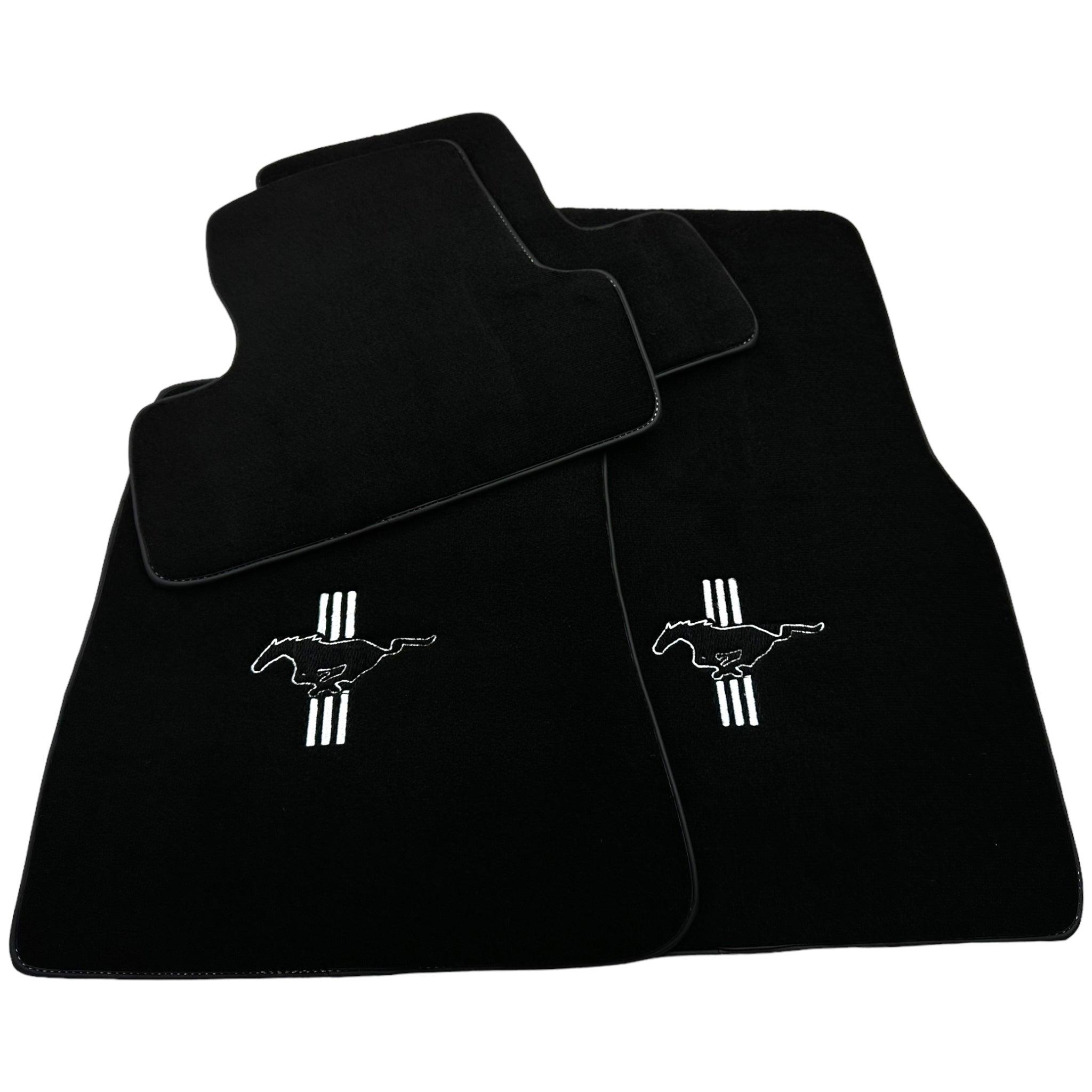 Black Floor Mats For Ford Mustang V (2004-2010) With Pony - AutoWin
