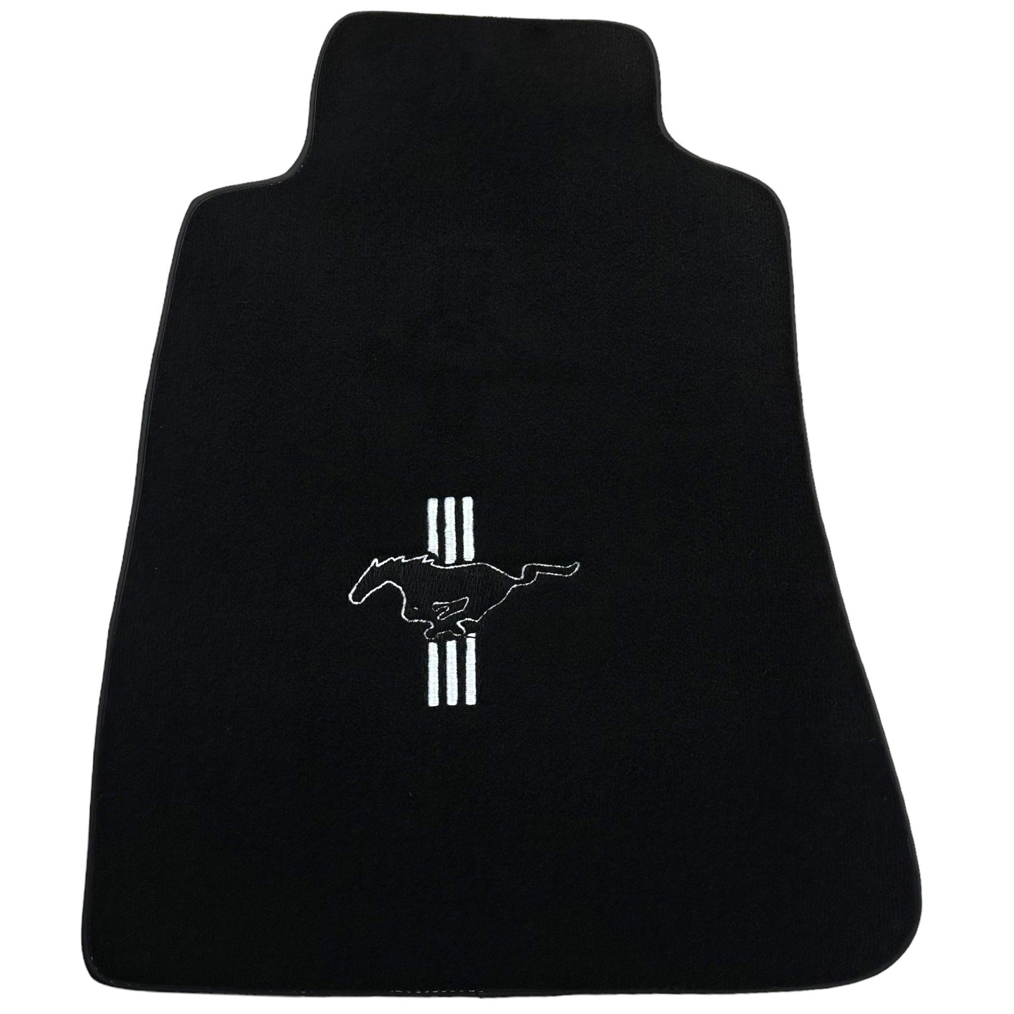Black Floor Mats For Ford Mustang V (2004-2010) With Pony - AutoWin