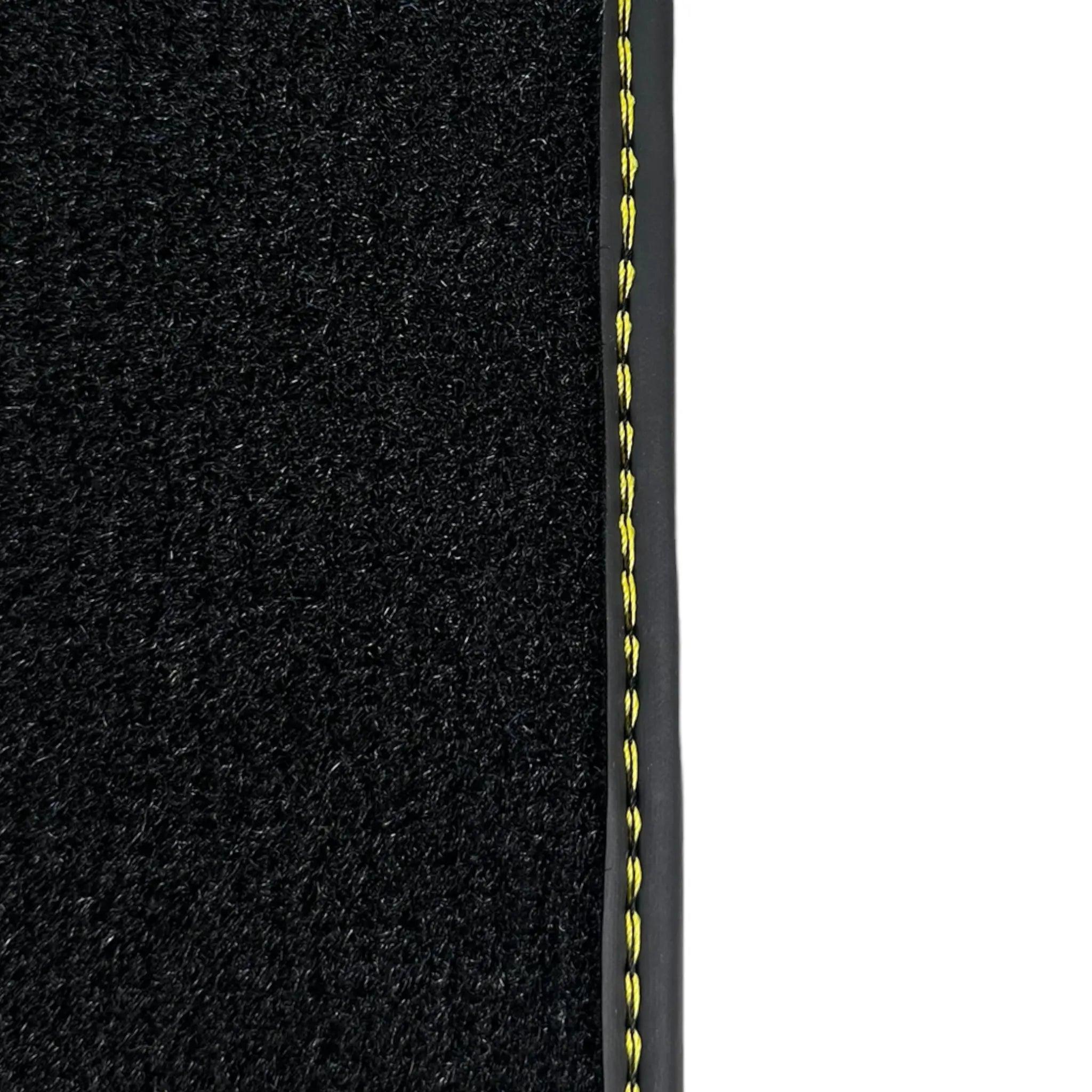 Black Floor Mats for Lamborghini Aventador S with Yellow Alcantara Leather - AutoWin