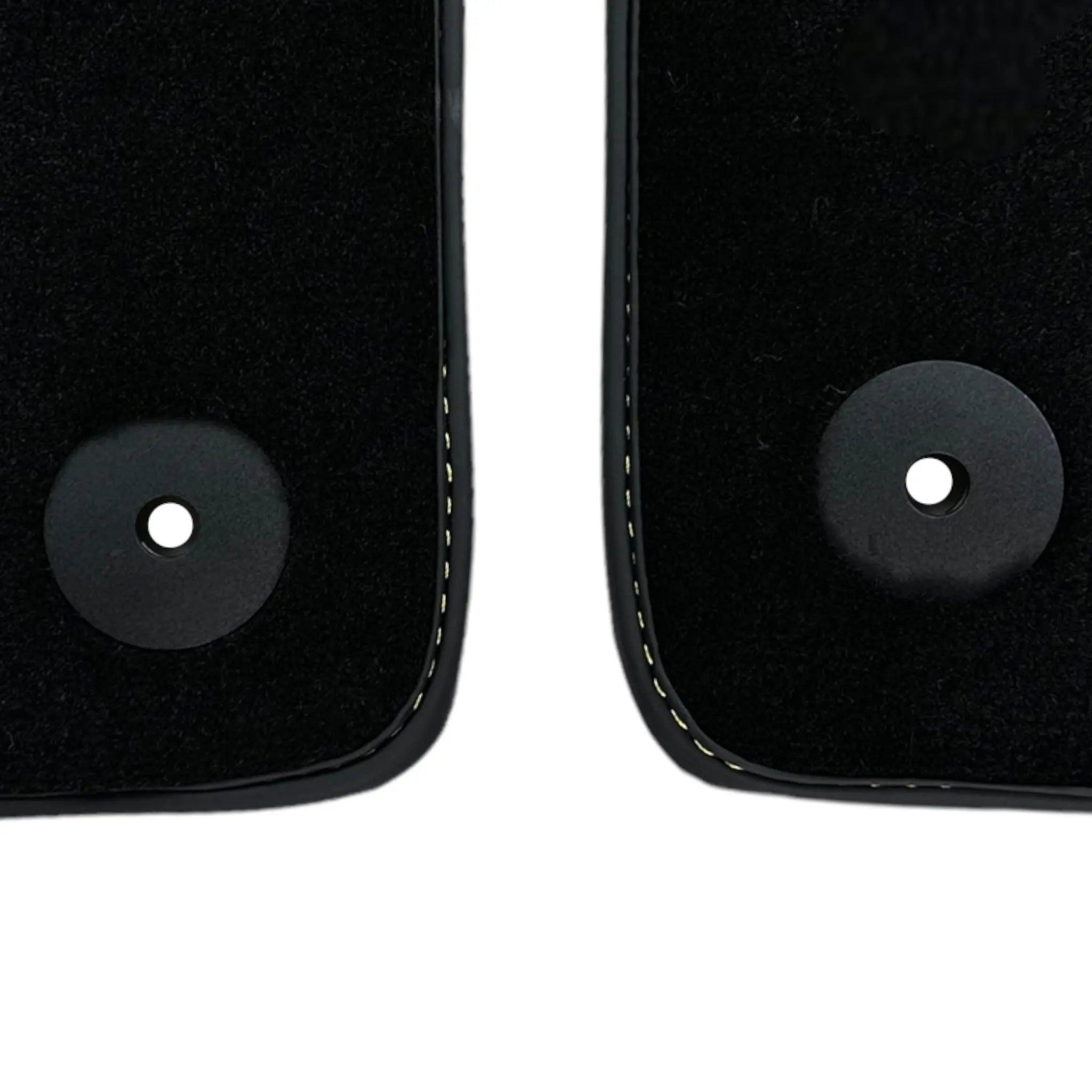 Black Floor Mats for Lamborghini Aventador S with Yellow Alcantara Leather - AutoWin