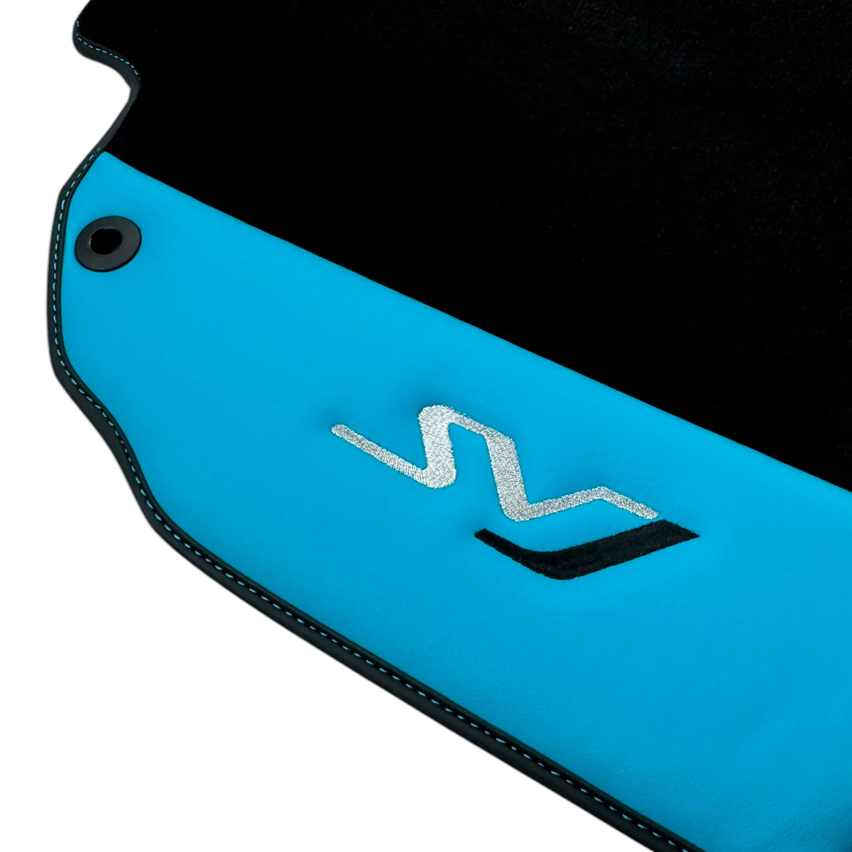 Black Floor Mats for Lamborghini Aventador SVJ with Blue Leather
