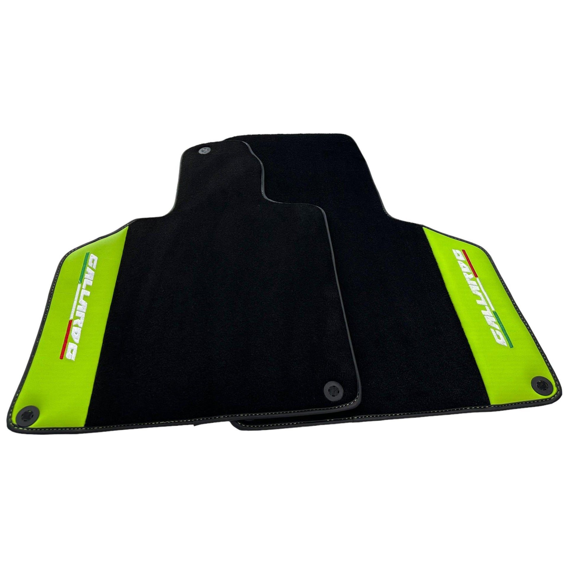 Black Floor Mats for Lamborghini Gallardo With Green Leather - AutoWin
