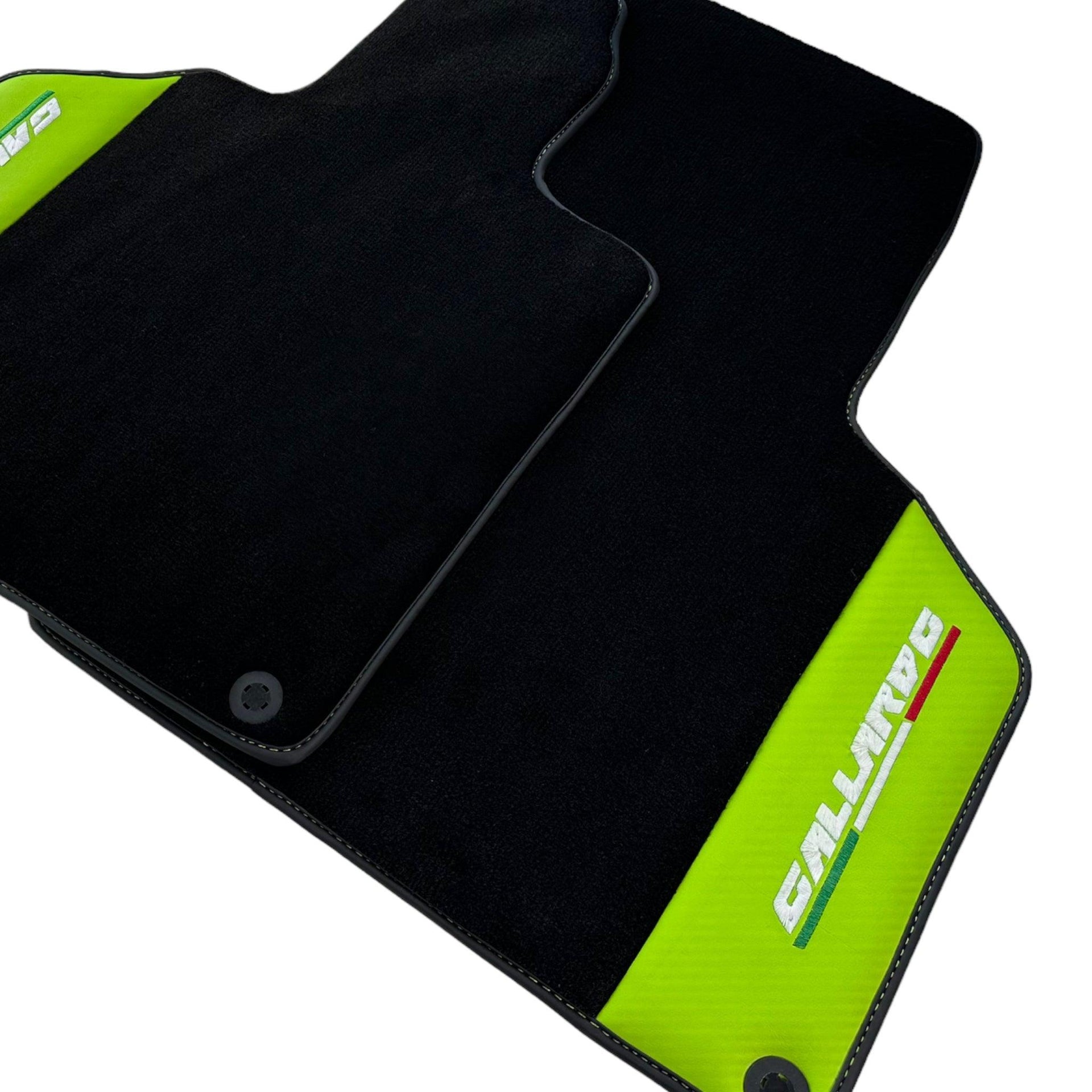 Black Floor Mats for Lamborghini Gallardo With Green Leather - AutoWin
