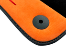 Black Floor Mats For Lamborghini Urus S With Orange Alcantara Leather - AutoWin