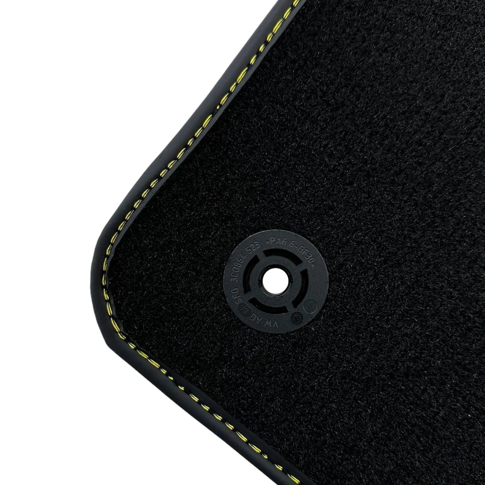 Black Floor Mats For Lamborghini Urus With Yellow Alcantara Leather - AutoWin