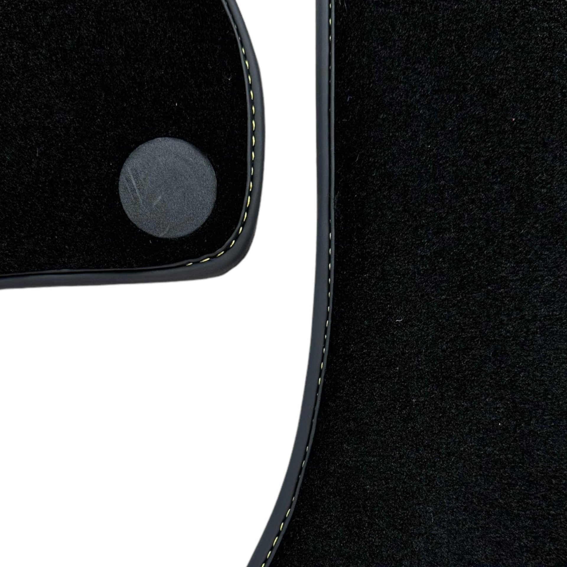 Black Floor Mats For McLaren 650S Black Tailored With Yellow Leather - AutoWin