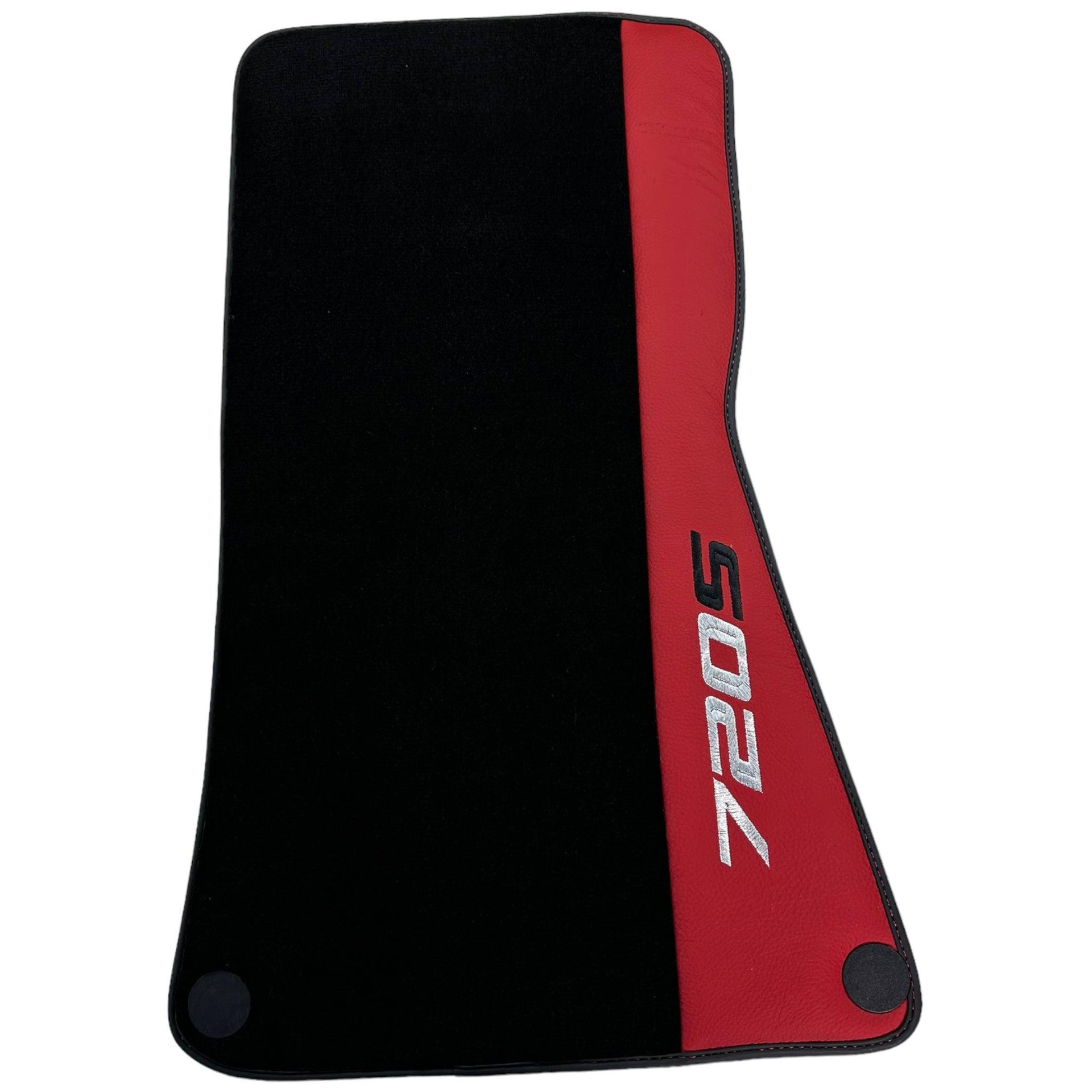 Black Floor Mats For McLaren 720S (2017-2021) With Red Leather - AutoWin