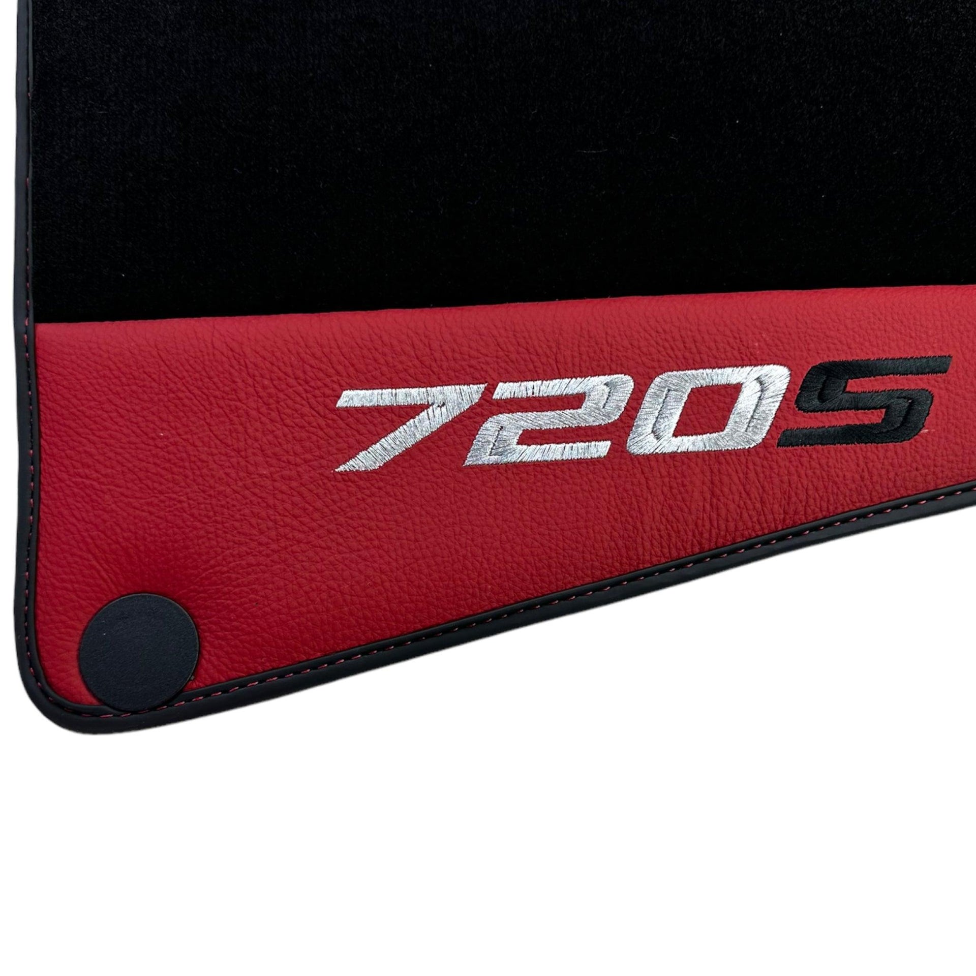 Black Floor Mats For McLaren 720S (2017-2021) With Red Leather - AutoWin