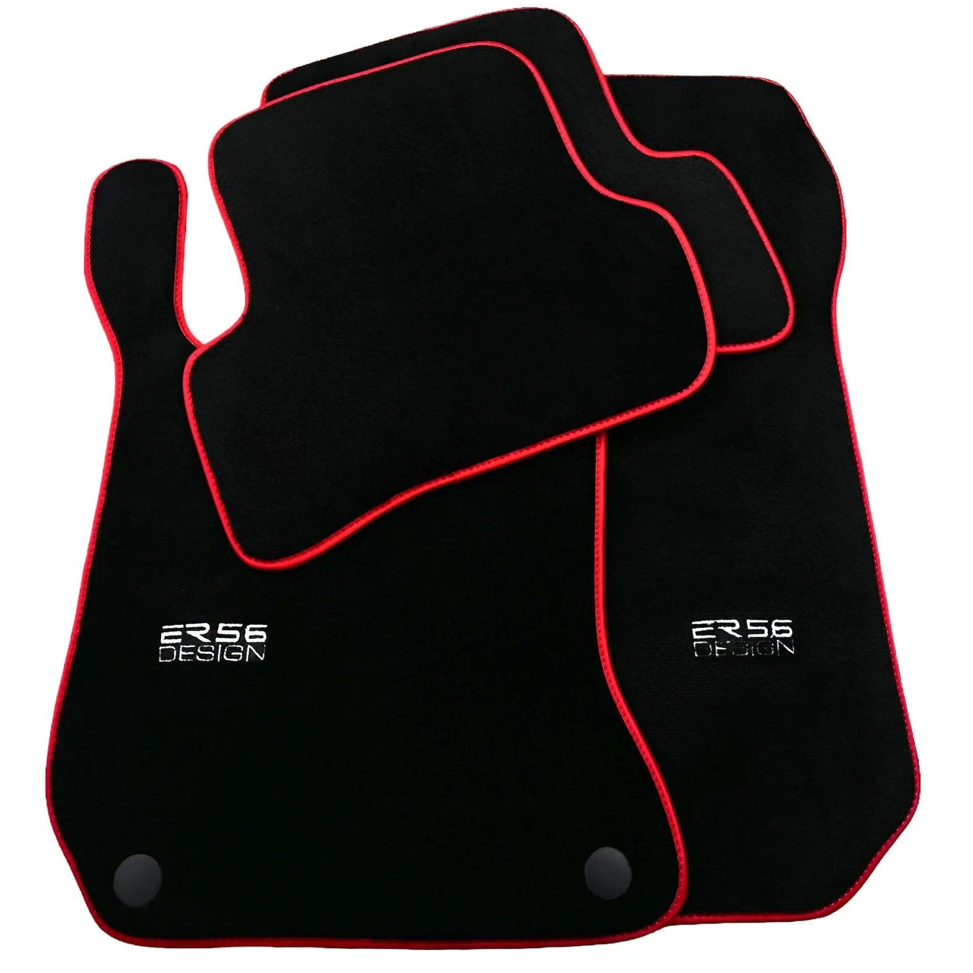 Black Floor Mats For Mercedes-Benz C Class W204 Coupe 2012-2015 ER56 Design with Red Trim - AutoWin