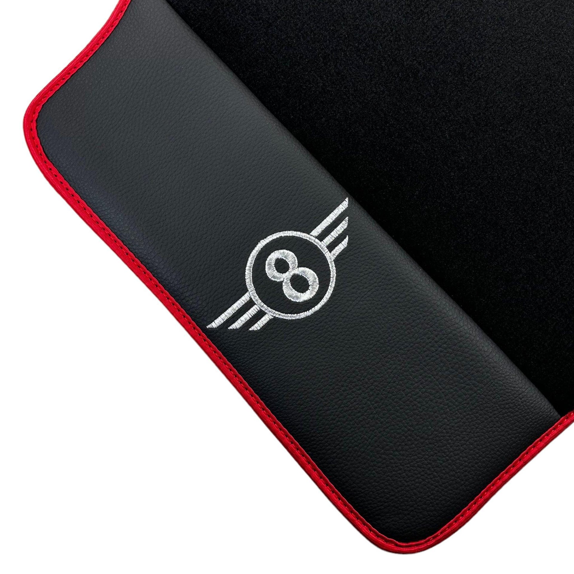 Black Floor Mats for Mini Clubman R55 (2007-2015) With Leather | Red Trim - AutoWin