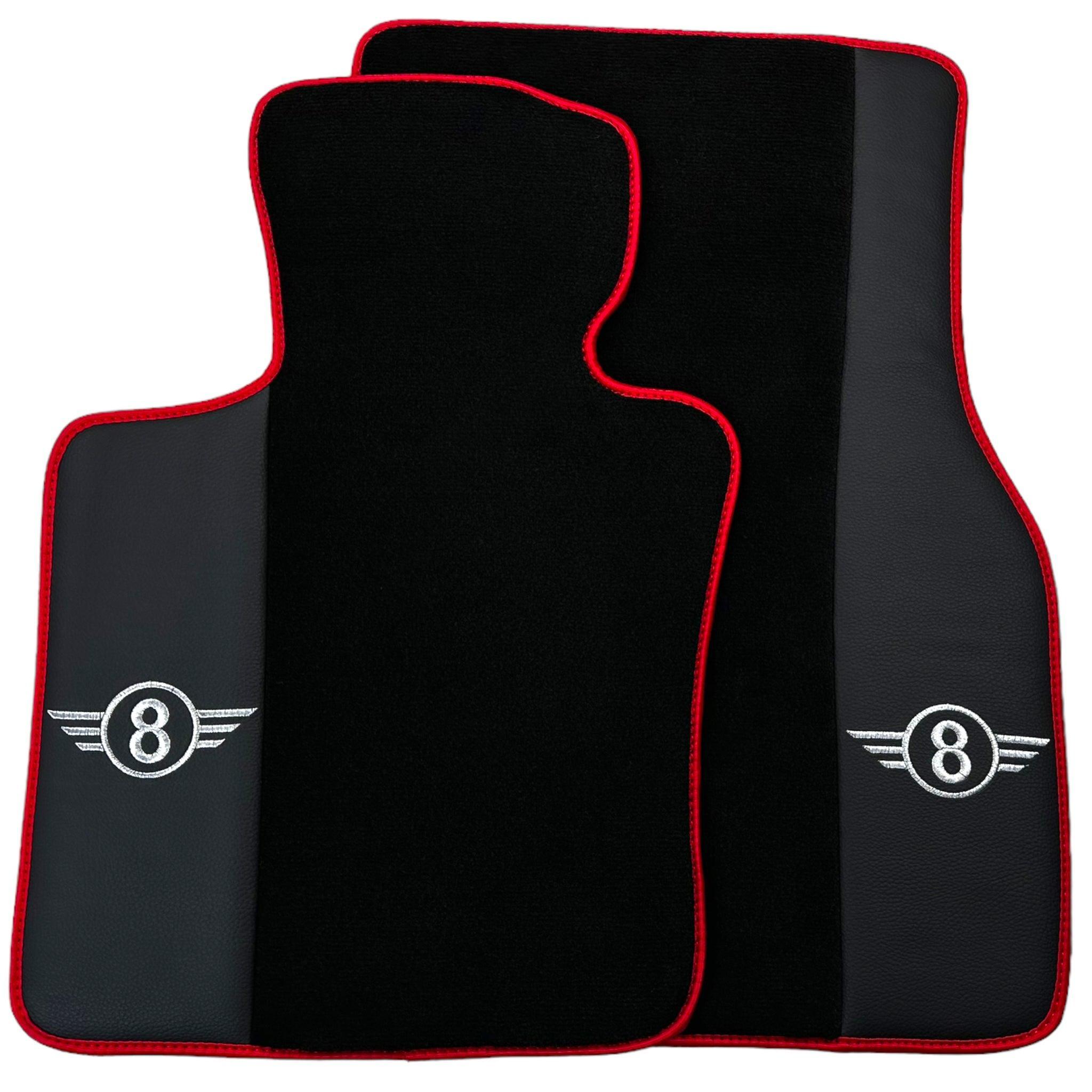 Black Floor Mats for Mini Cooper / One R50 (2001-2007) With Leather | Red Trim - AutoWin