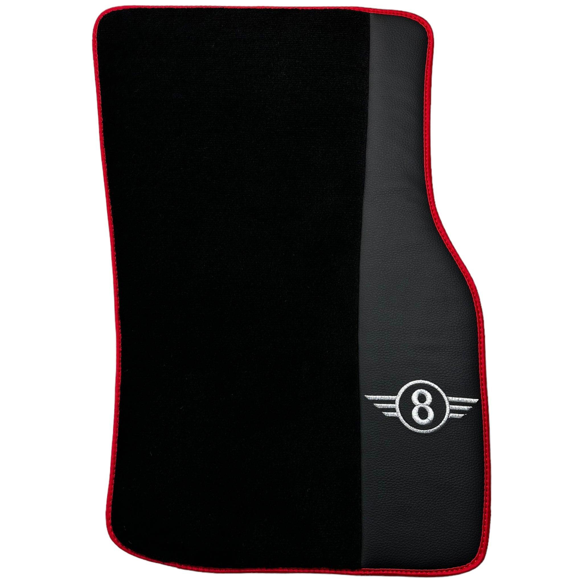Black Floor Mats for Mini Cooper / One R50 (2001-2007) With Leather | Red Trim - AutoWin