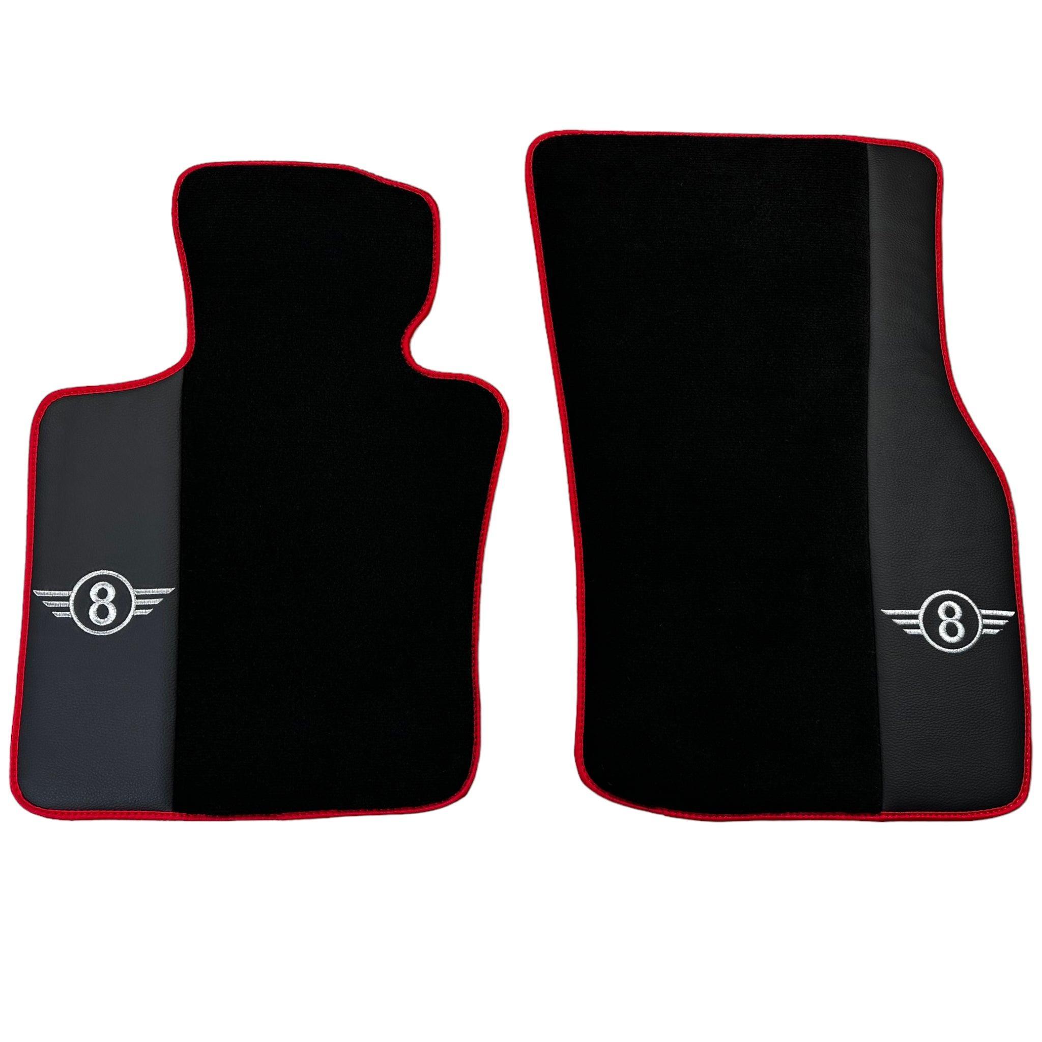 Black Floor Mats for Mini Cooper / One R50 (2001-2007) With Leather | Red Trim - AutoWin