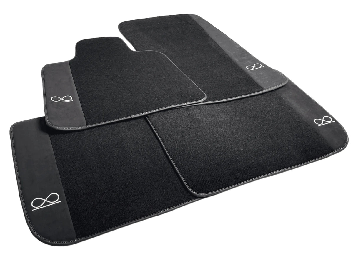 Black Floor Mats For Rolls Royce Black Badge Ghost Series II (2021-2024) Fluorescent Logo