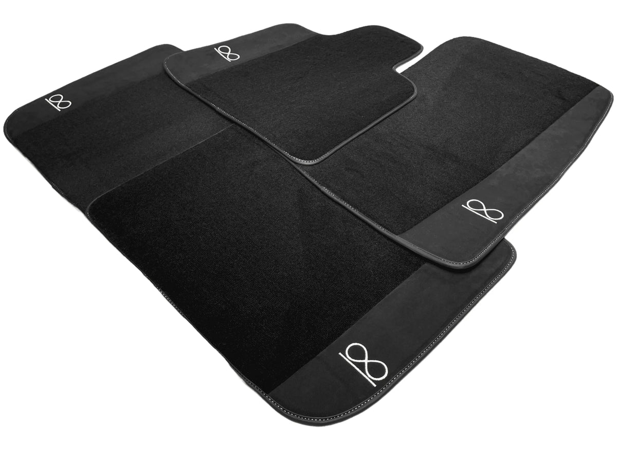 Black Floor Mats For Rolls Royce Black Badge Ghost Series II (2021-2024) Fluorescent Logo