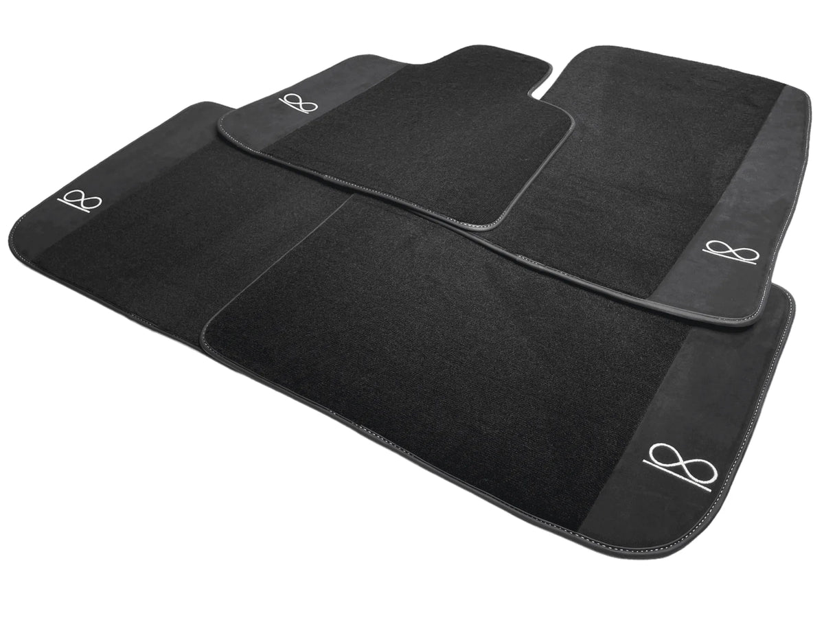 Black Floor Mats For Rolls Royce Black Badge Ghost Series II (2021-2024) Fluorescent Logo
