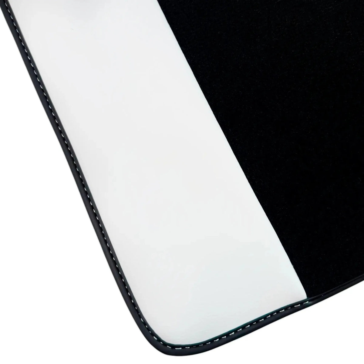Black Floor Mats for Rolls Royce Dawn (2016-2023) with White Leather
