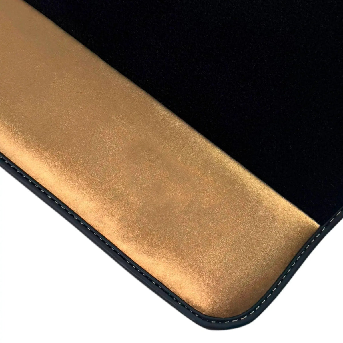 Black Floor Mats for Rolls Royce Ghost Series II (2021-2024) with Golden Leather