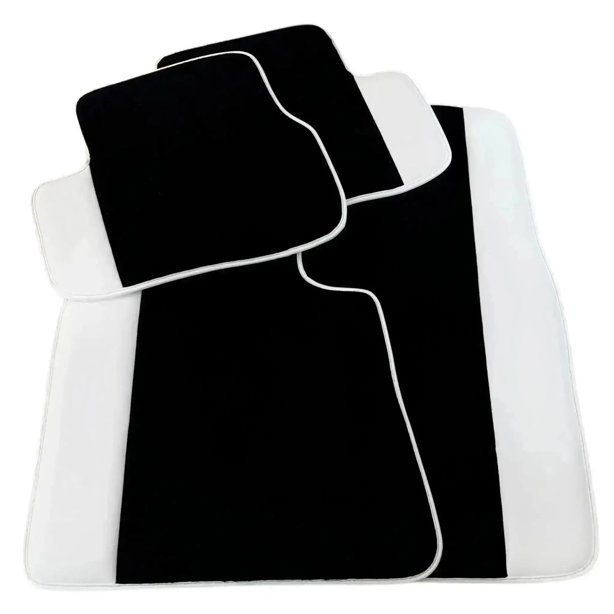 Black Floor Mats for Rolls Royce Phantom Drophead Coupe 2007-2016 with White Leather | White Trim