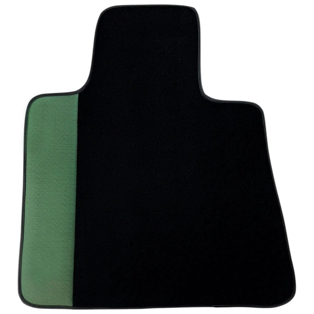 Black Floor Mats for Rolls Royce Shadow (1965-1977) with Green Leather Borders