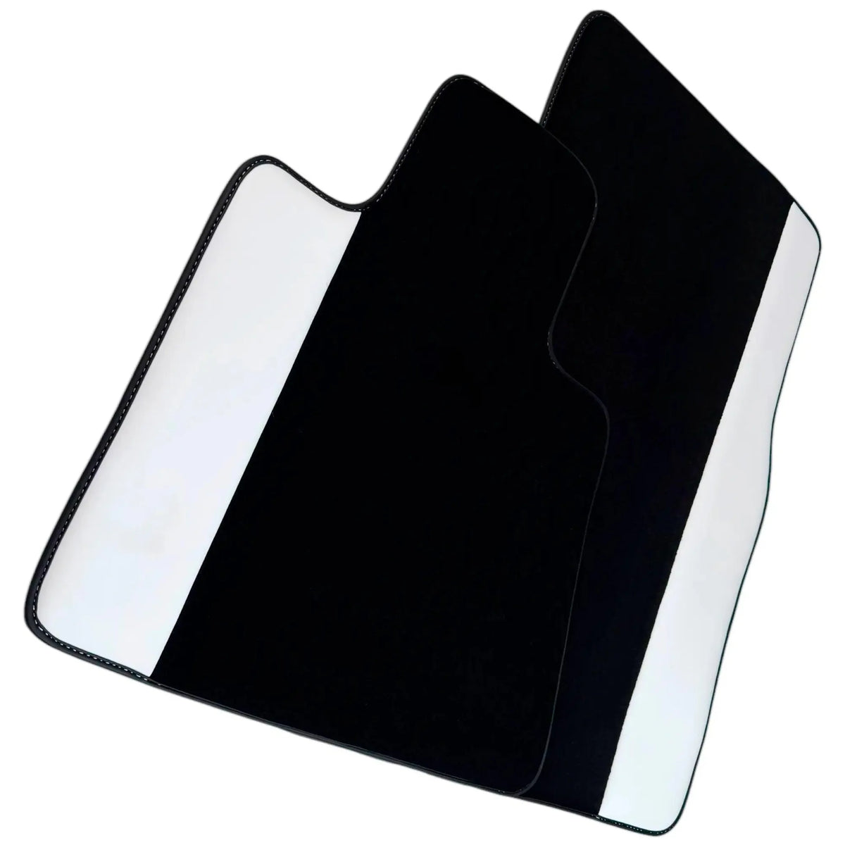 Black Floor Mats for Rolls Royce Shadow (1965-1977) with White Leather
