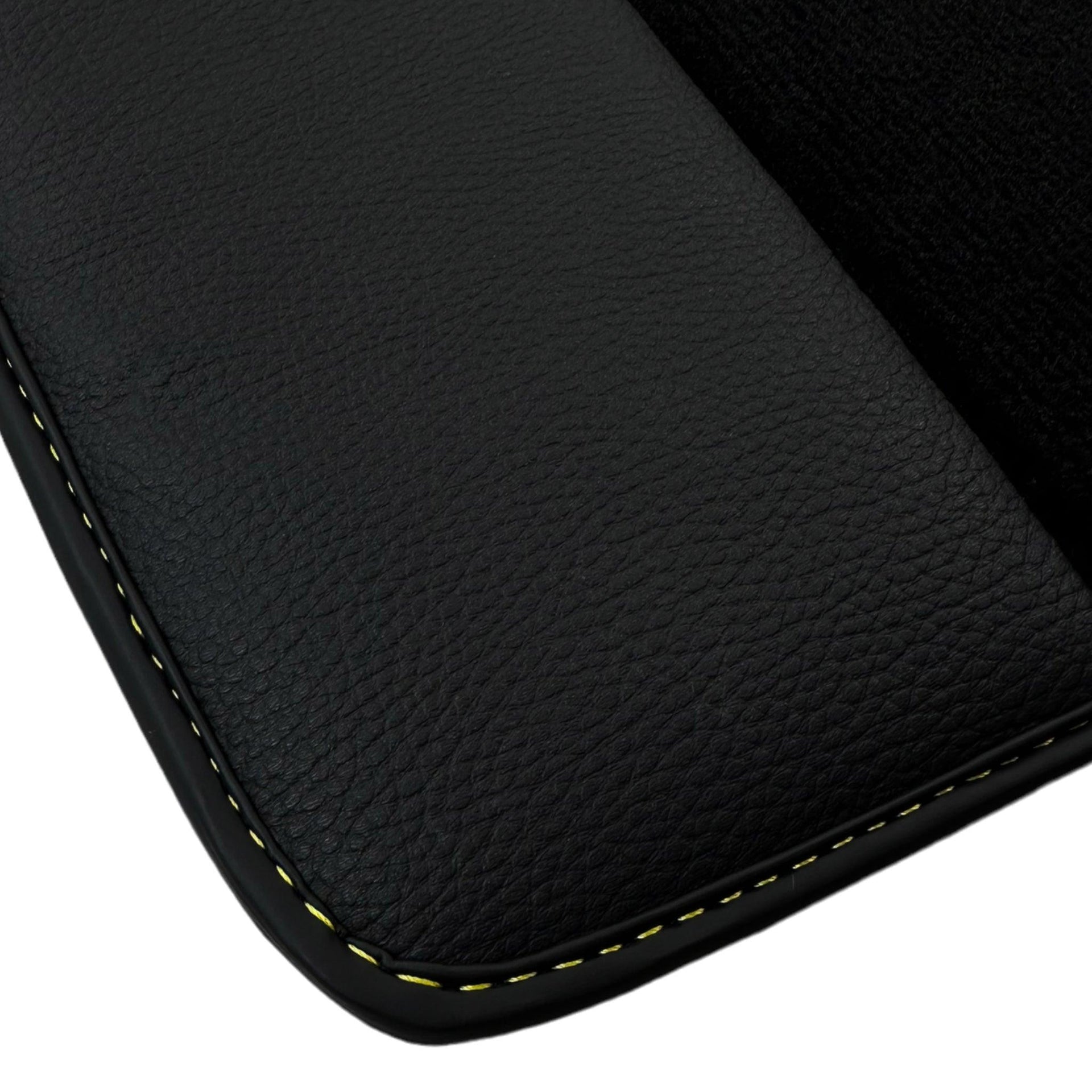 Black Floor Mats with Leather for BMW G61 (2023-2026) Touring - "Jet Fuel Only" - AutoWin