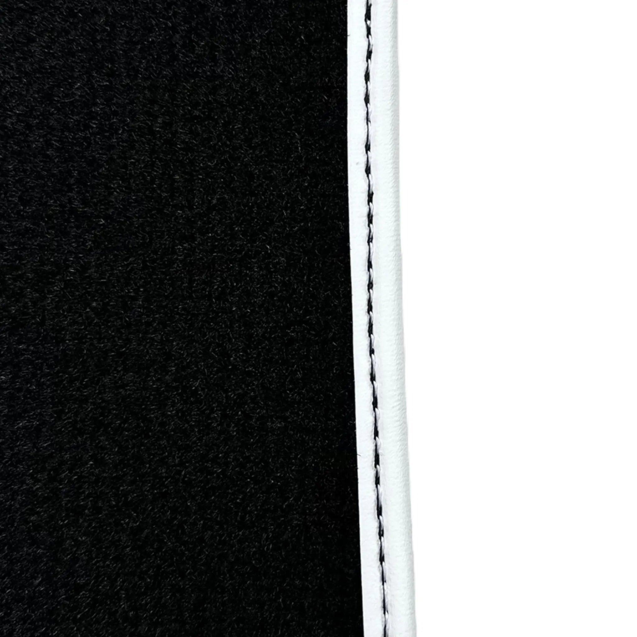 Black Floor Mats with White Trim For Ford Mustang V (2004-2010) With Pony - AutoWin