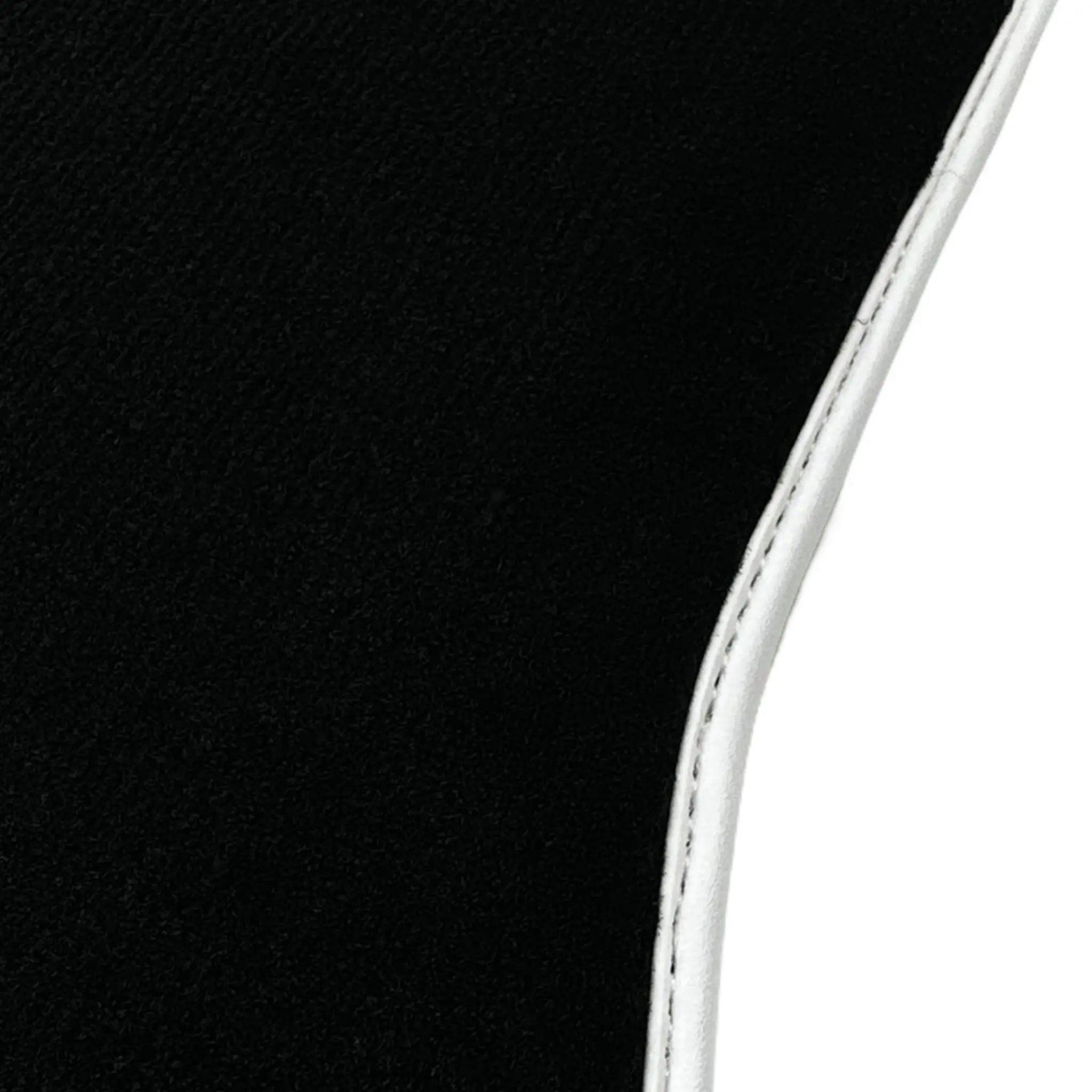 Black Floor Mats with White Trim For Ford Mustang VI (2015-2023) With Pony - AutoWin