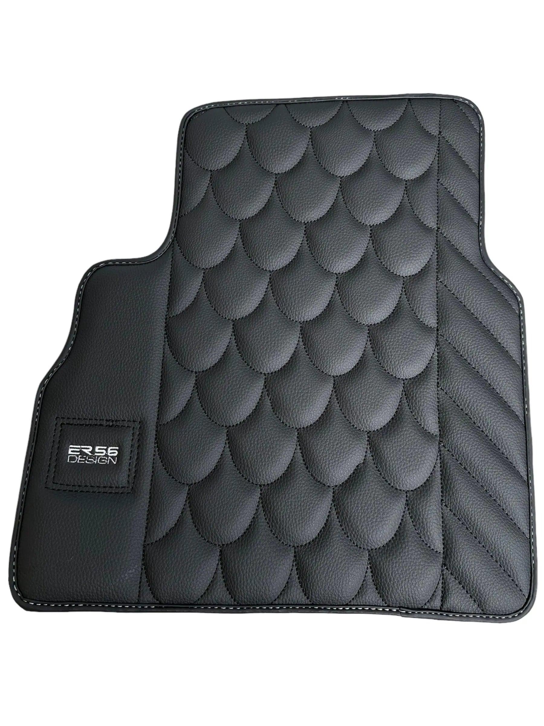 Black Leather Floor Mats For Mercedes-Benz G Class W461 (1979-2008) ER56 Design - AutoWin