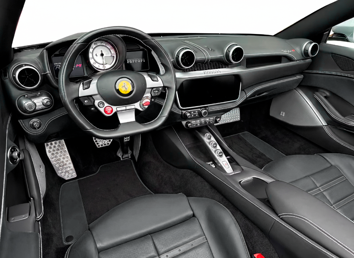 Black Floor Mats for Ferrari Portofino (2018-2023) Italian Edition with Red Trim - AutoWin