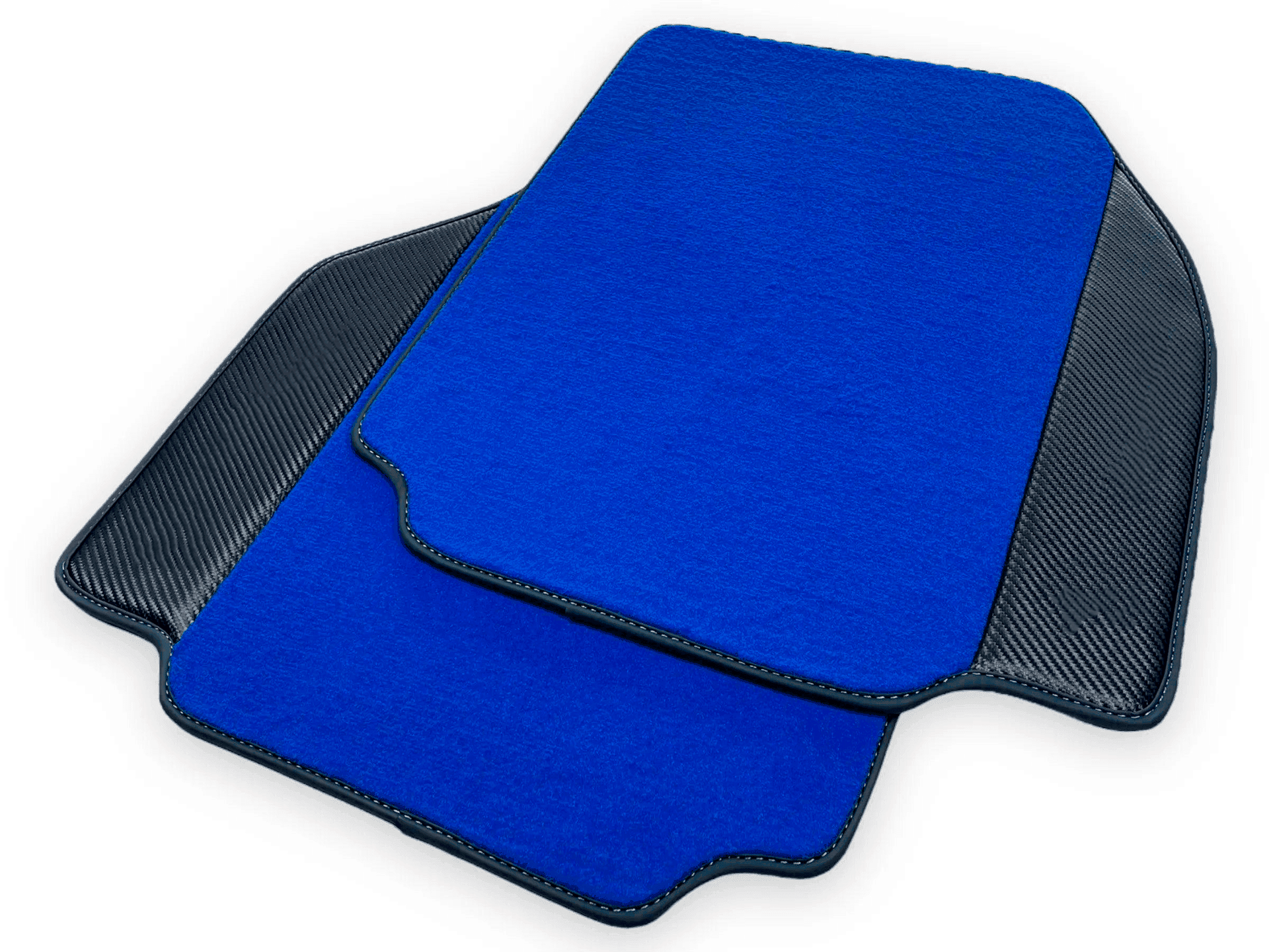 Blue Floor Mats For Ferrari 488 Pista Spider 2019-2021 With Carbon Fiber Leather
