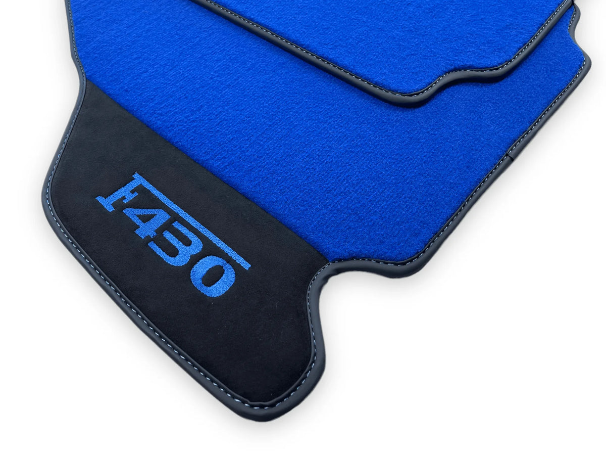Blue Floor Mats For Ferrari F430 2004-2009 With Alcantara Leather - AutoWin