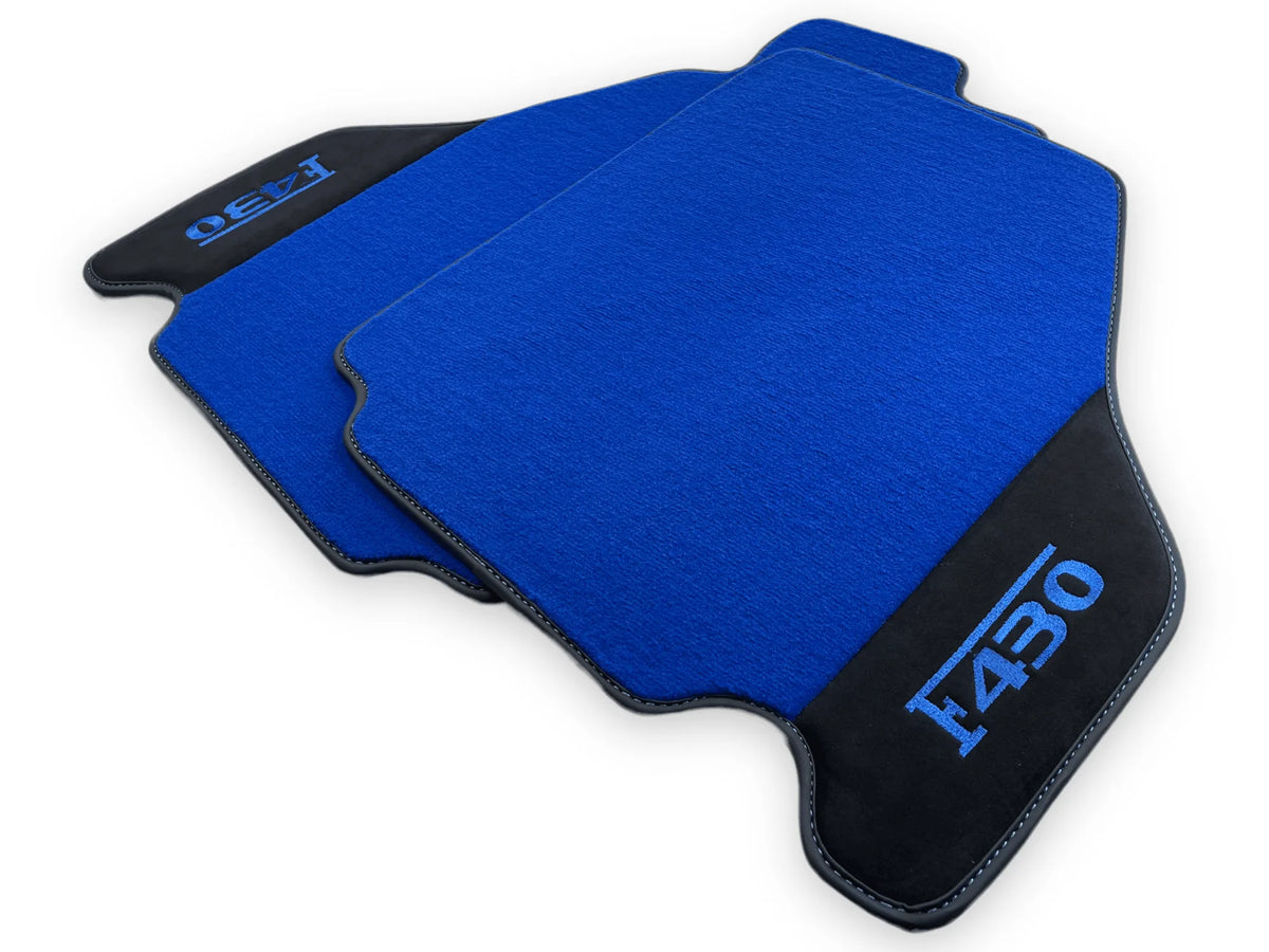 Blue Floor Mats For Ferrari F430 2004-2009 With Alcantara Leather - AutoWin