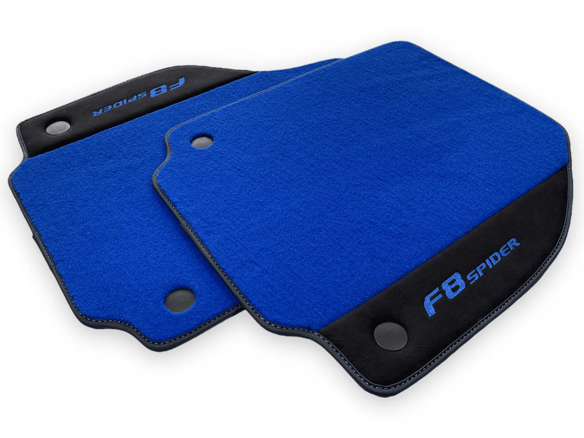 Blue Floor Mats For Ferrari F8 Spider 2019-2022 With Alcantara - AutoWin