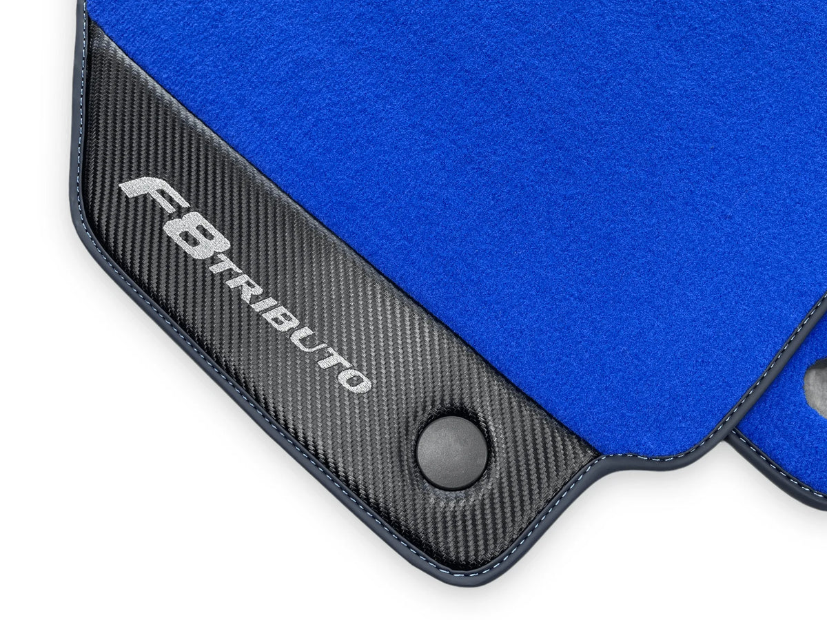 Blue Floor Mats For Ferrari F8 Tributo 2019-2022 With Carbon Leather - AutoWin