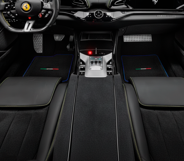 Floor Mats for Ferrari Purosangue with Blue Trim | Italian Edition - AutoWin