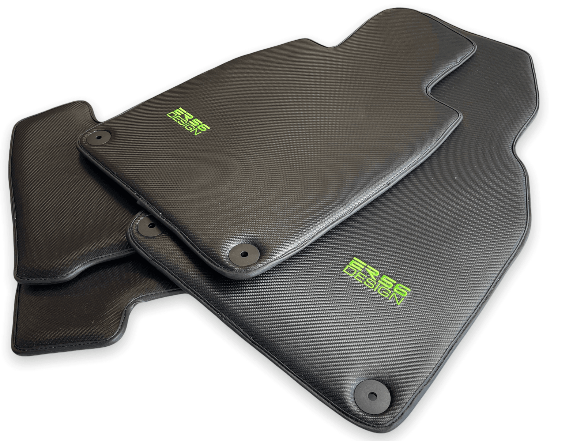 Carbon Fiber Floor Mats for Porsche Taycan (2019-2023) Green Sewing - AutoWin