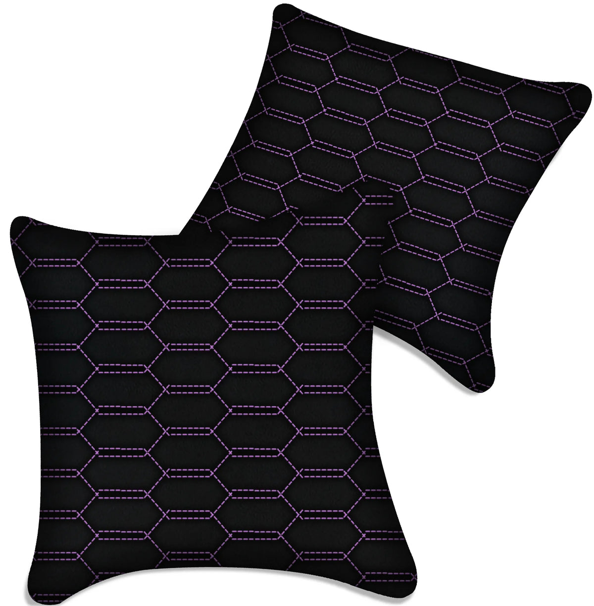 Customizable Black Leather Pillows Set of 2 for All Vehicles