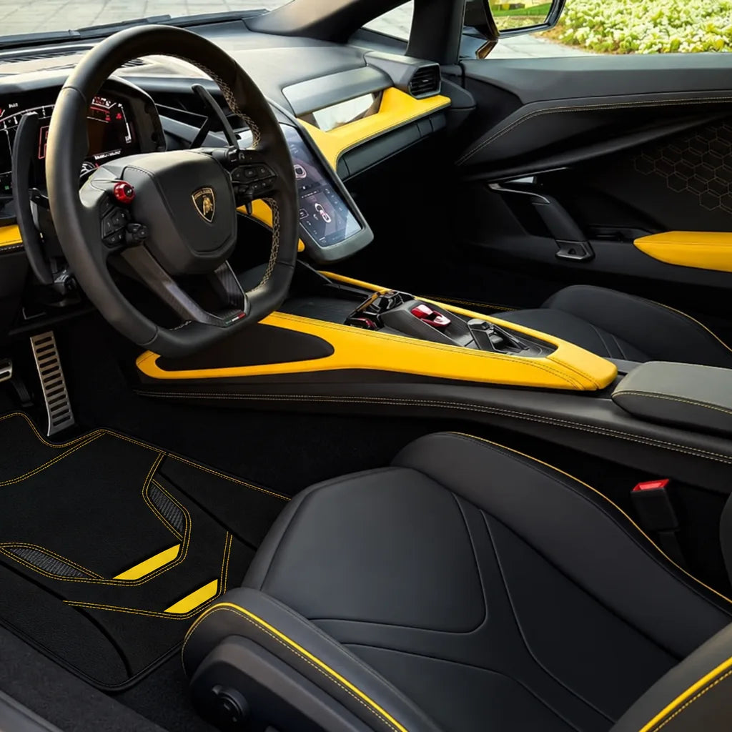 Customizable Leather Floor Mats with AW46 Pattern for Lamborghini Revuelto (2024-2027) inside the vehicle