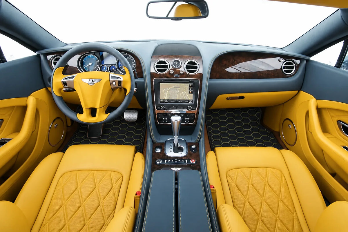 Customizable Leather Floor Mats with Divario Pattern for Bentley Continental GT (2011-2018) inside the vehicle