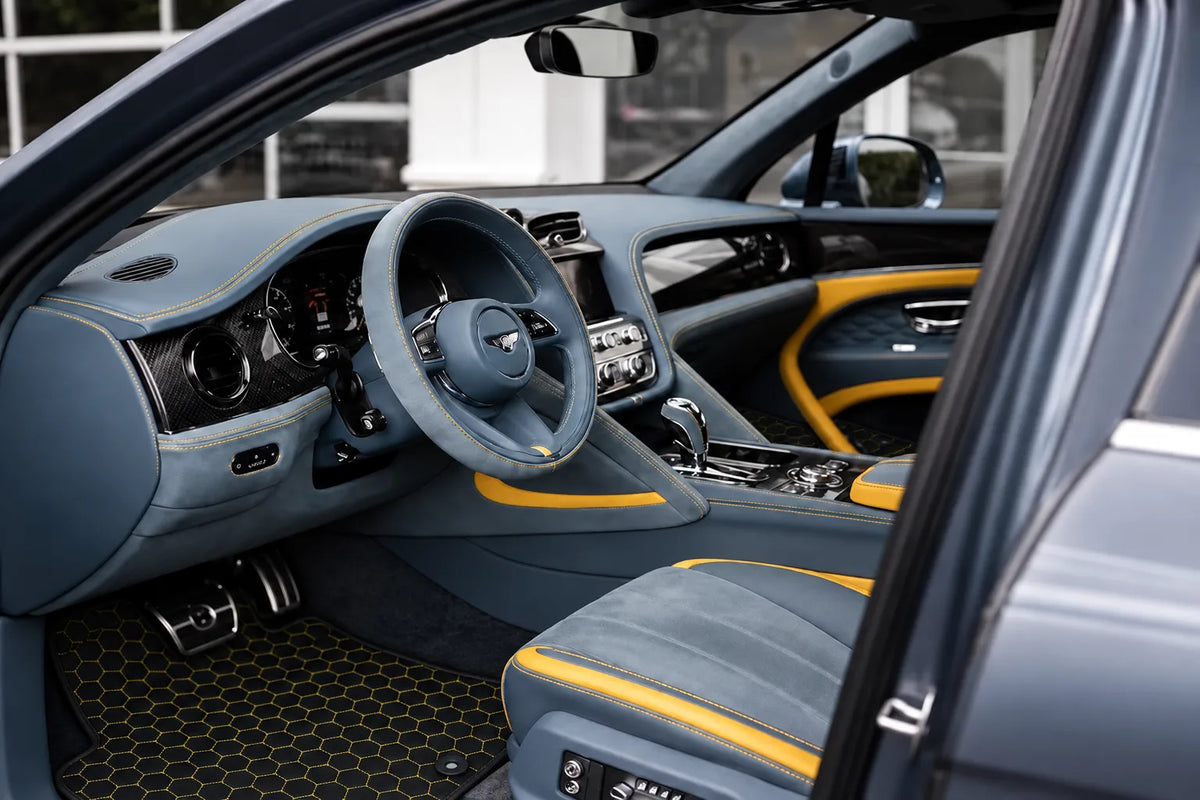 Customizable Leather Floor Mats with Hex Pattern for Bentley Bentayga (2015-2027) inside the vehicle
