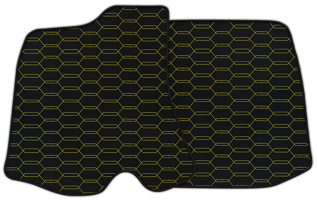 Customizable Leather Floor Mats with Interlaced Hex Pattern for Ferrari Roma (2021-2027)
